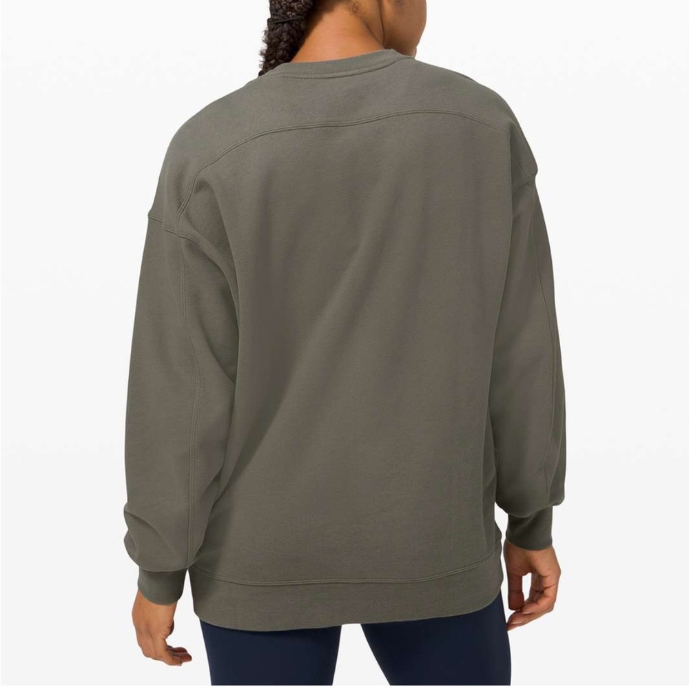 Lululemon Perfectly Oversized Crew Crewneck Sweatshirt Cotton Terry Army Green - Picture 3 of 9